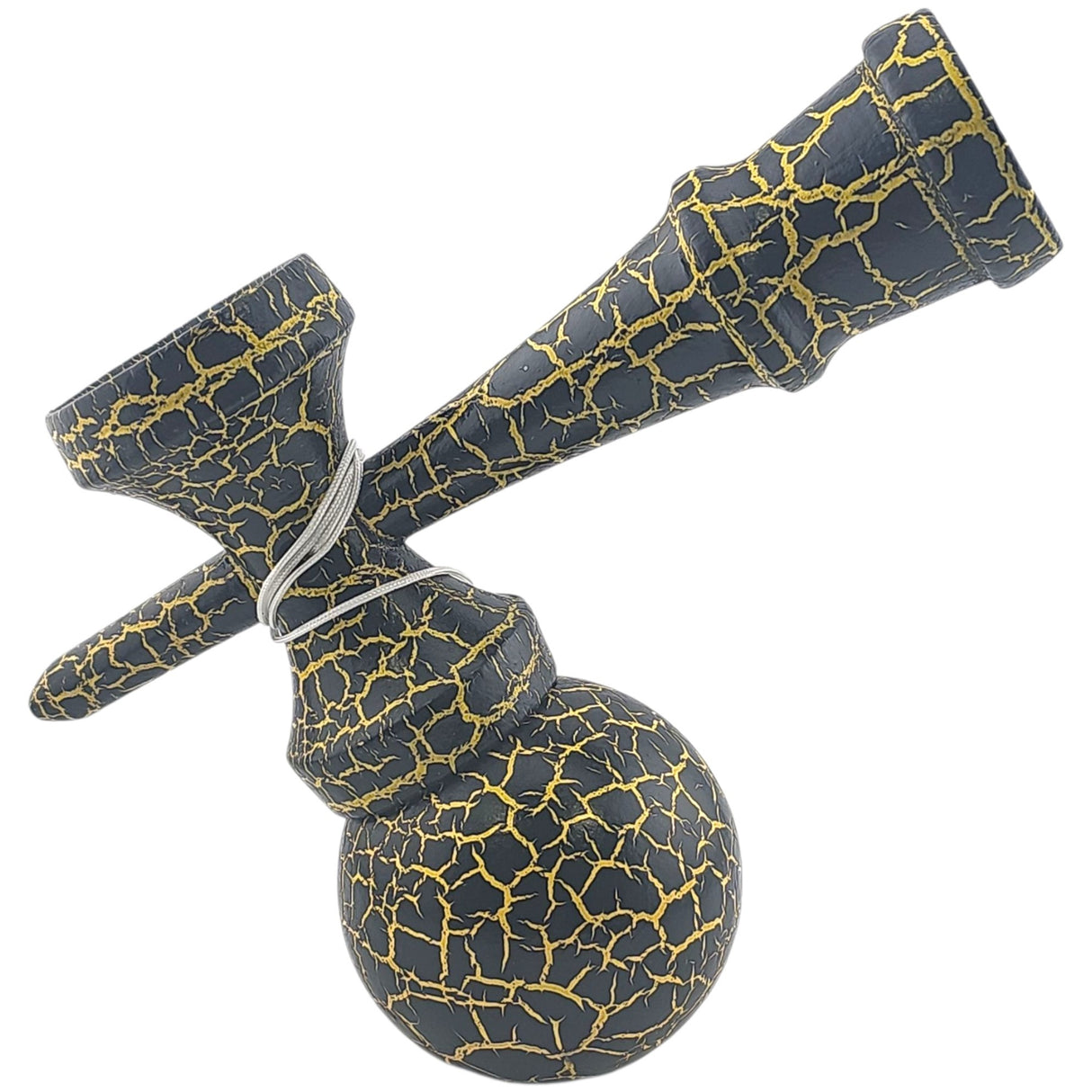 Kendama X Originala, Profesionala, Flippy, Kendama Cracked, din Lemn – 18 cm, Crack Negru/Galben