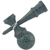 Kendama X Originala, Profesionala, Flippy, Kendama Cracked, din Lemn – 18 cm, Crack Negru/Verde