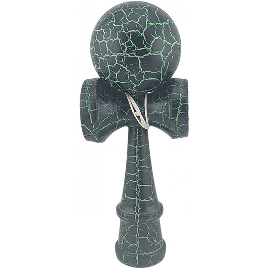 Kendama X Originala, Profesionala, Flippy, Kendama Cracked, din Lemn – 18 cm, Crack Negru/Verde
