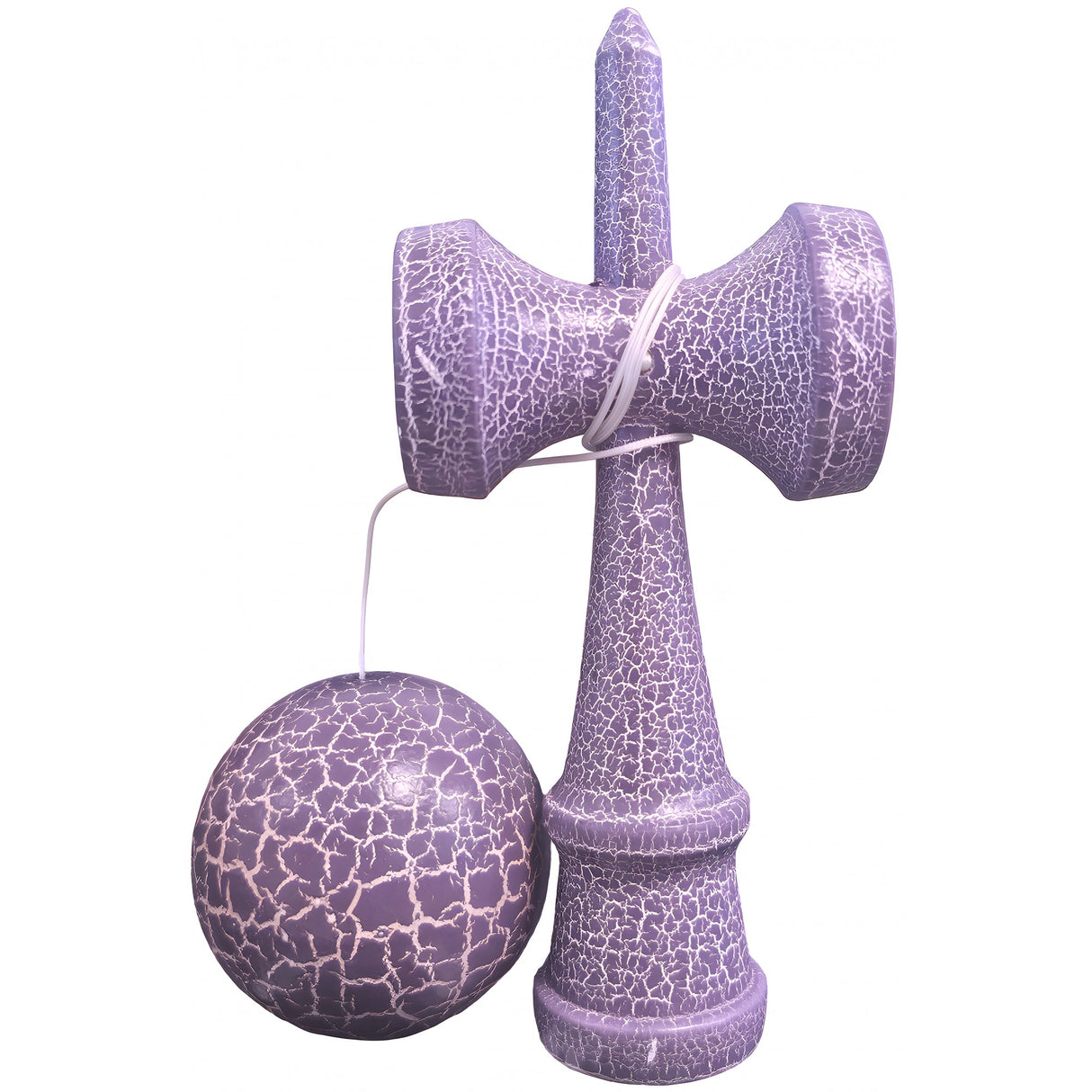 Kendama X Originala, Profesionala, Vivimall, Kendama Cracked, din Lemn – 18 cm, Lila/Alb - vivimall.ro