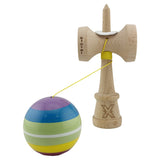 Kendama Legendary Spectrum V3, ață colorată 55 cm și cupe mari KING SIZE, detaliu mâner din lemn natural