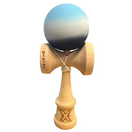 Kendama X Originala, Profesionala, Vivimall, Rubber Grip Big Cup V2, din Lemn, 18 cm, Albastru/Alb/Negru - vivimall.ro