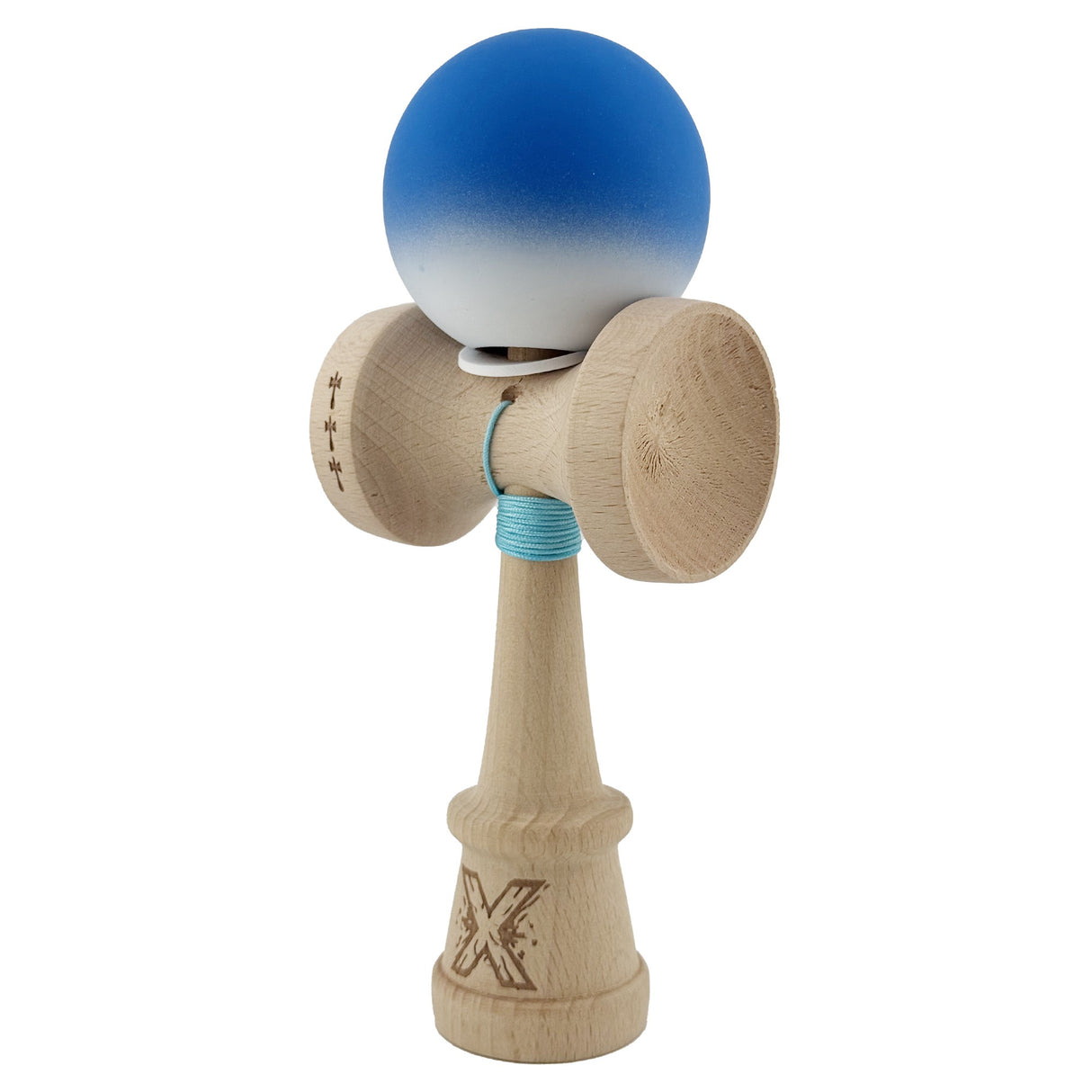 Kendama X Originala, Profesionala, Vivimall, Big Cups V3, Rubber Grip model Albastru/alb - vivimall.ro