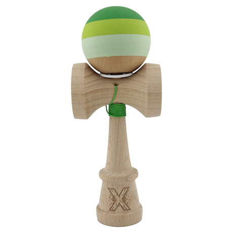 Kendama X Originala, Profesionala, Vivimall, Rubber Grip, Cupe Mari KING SIZE V3, Gaura in Baza, Rulment Metalic, din lemn 18 cm, Ata 55 cm, Special Verde degrade - vivimall.ro