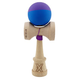 Kendama X Originala, Profesionala, Vivimall, Rubber Grip, Cupe Mari KING SIZE V3, Gaura in Baza, Rulment Metalic, din lemn 18 cm, Ata 55 cm, Bicolor Mov/Albastru - vivimall.ro
