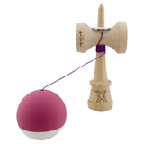 Kendama X Originala, Profesionala, Vivimall, Rubber Grip, Cupe Mari KING SIZE V3, Gaura in Baza, Rulment Metalic, din lemn 18 cm, Ata 55 cm, Bicolor Roz inchis/Alb - vivimall.ro