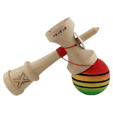 Kendama X Originala, Profesionala, Vivimall, Rubber Grip, Cupe Mari KING SIZE V3, Gaura in Baza, Rulment Metalic, din lemn 18 cm, Ata 55 cm, Special Rosu/Galben/Verde - vivimall.ro