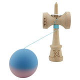 Kendama X Originala, Profesionala, Vivimall, Rubber Grip, Cupe Mari KING SIZE V3, Gaura in Baza, Rulment Metalic, din lemn 18 cm, Ata 55 cm, Gradient Albastru/Roz - vivimall.ro