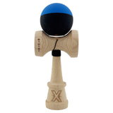 Kendama X Originala, Profesionala, Vivimall, Rubber Grip, Cupe Mari KING SIZE V3, Gaura in Baza, Rulment Metalic, din lemn 18 cm, Ata 55 cm, Bicolor Albastru/Negru - vivimall.ro