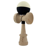 Kendama X Originala, Profesionala, Vivimall, Rubber Grip, Cupe Mari KING SIZE V3, Gaura in Baza, Rulment Metalic, din lemn 18 cm, Ata 55 cm, Bicolor Galben/Negru - vivimall.ro