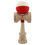Kendama X Originala, Profesionala, Vivimall, Rubber Grip, Cupe Mari KING SIZE V3, Gaura in Baza, Rulment Metalic, din lemn 18 cm, Ata 55 cm, Bicolor Galben/Rosu - vivimall.ro