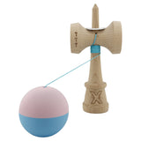 Kendama X Originala, Profesionala, Vivimall, Rubber Grip, Cupe Mari KING SIZE V3, Gaura in Baza, Rulment Metalic, din lemn 18 cm, Ata 55 cm, Bicolor Roz/Bleu - vivimall.ro