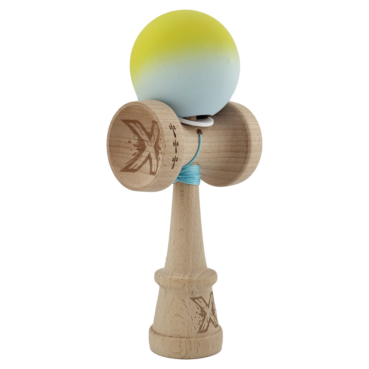 Kendama X Originala, Profesionala, Vivimall, Big Cups V3, Rubber Grip model Galben Verde - vivimall.ro