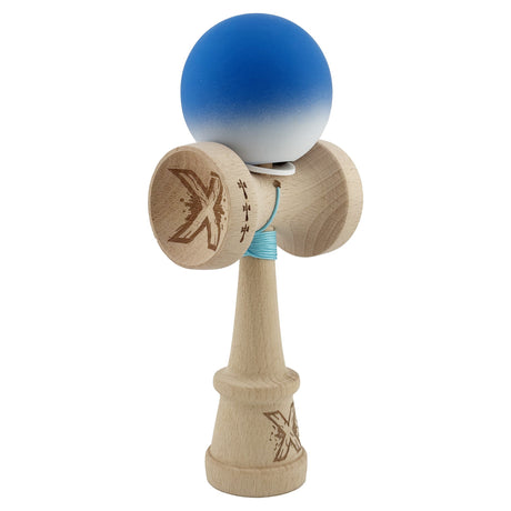 Kendama X Originala, Profesionala, Vivimall, Big Cups V3, Rubber Grip model Albastru/alb - vivimall.ro