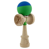 Kendama X Originala, Profesionala, Vivimall, Rubber Grip, Cupe Mari KING SIZE V3, Gaura in Baza, Rulment Metalic, din lemn 18 cm, Ata 55 cm, Bicolor Albastru/Verde - vivimall.ro