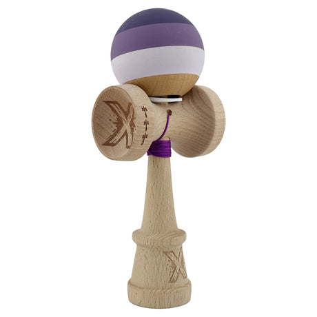 Kendama X Originala, Profesionala, Vivimall, Rubber Grip, Cupe Mari KING SIZE V3, Gaura in Baza, Rulment Metalic, din lemn 18 cm, Ata 55 cm, Special Purpuriu/Mov/Lila - vivimall.ro