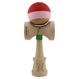 Kendama X Originala, Profesionala, Flippy, Rubber Grip, Cupe Mari KING SIZE V3, Gaura in Baza, Rulment Metalic, din lemn 18 cm, Ata 62/65 cm, Special Rosu/Roz/Maro
