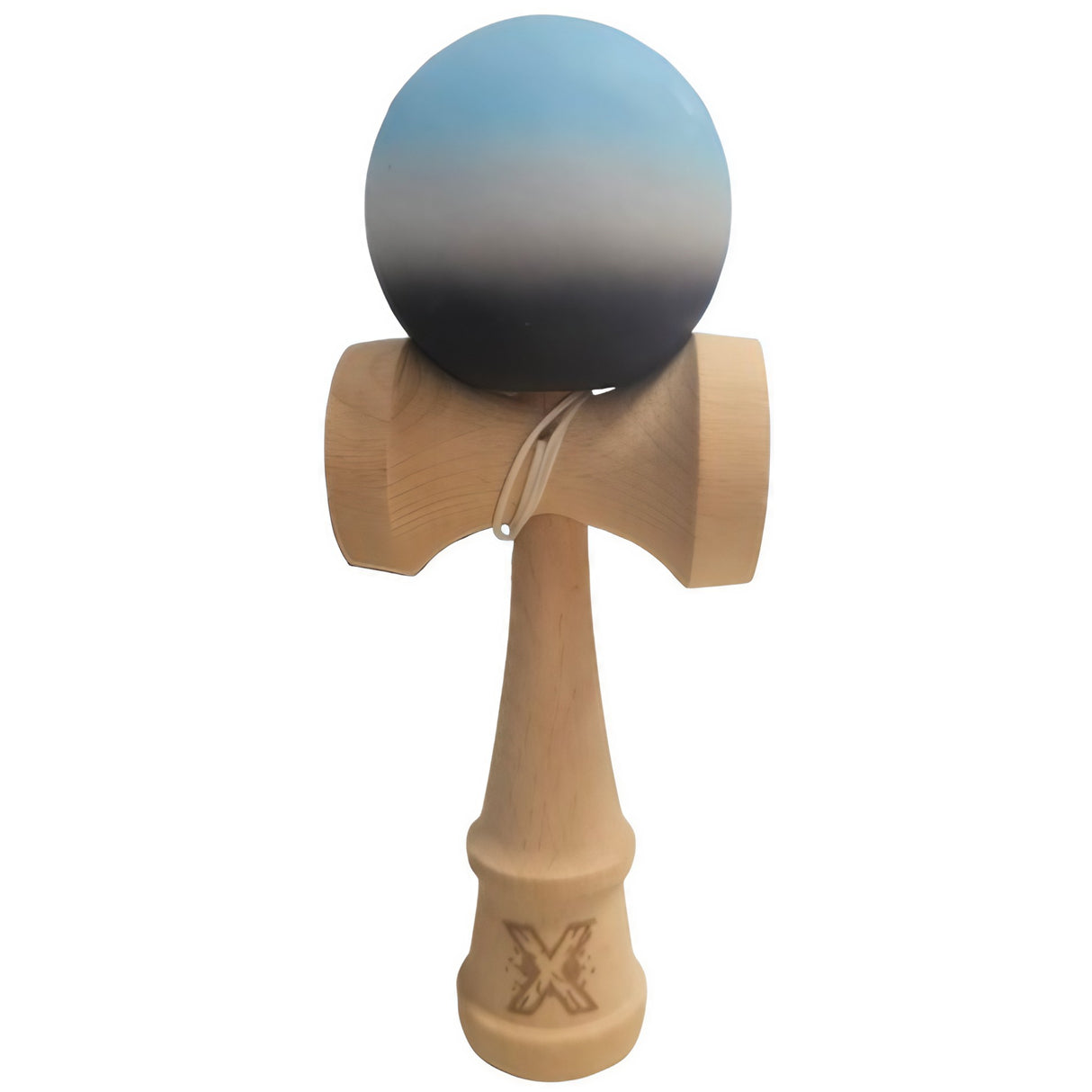 Kendama X Originala, Profesionala, Flippy, Rubber Grip, din Lemn, 18 cm, Albastru/Alb/Negru - vivimall.ro