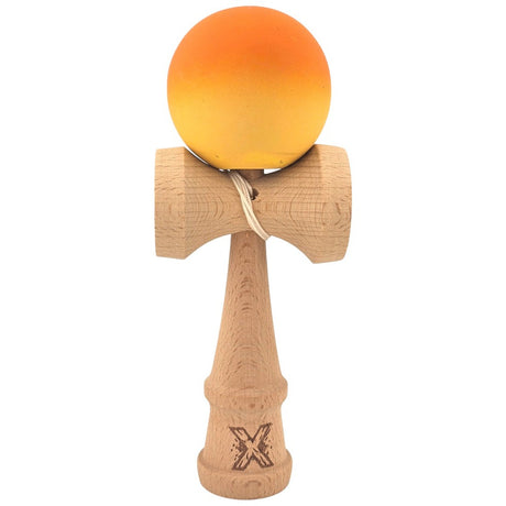 Kendama X Originala, Profesionala, Flippy, Rubber Grip, din Lemn, 18 cm, Portocaliu/Galben - vivimall.ro