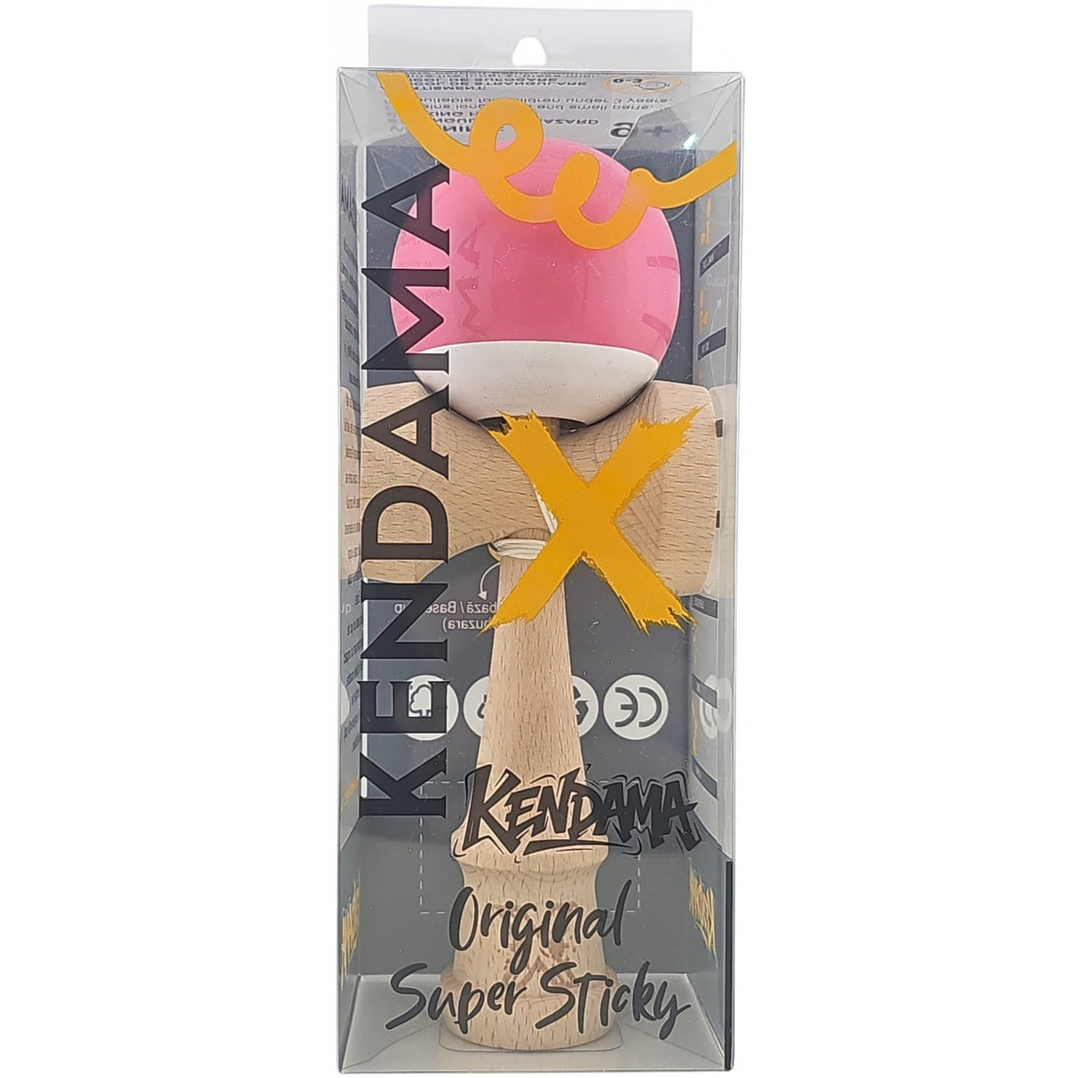 Kendama X Originala, Profesionala, Vivimall, Super Sticky, din Lemn, 18 cm,- Roz/Gri - vivimall.ro