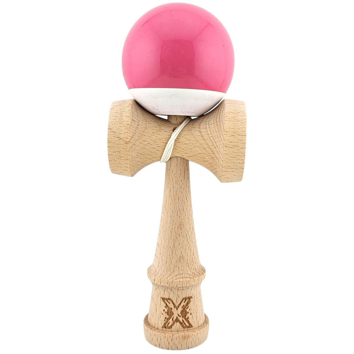 Kendama X Originala, Profesionala, Vivimall, Super Sticky, din Lemn, 18 cm,- Roz/Gri - vivimall.ro