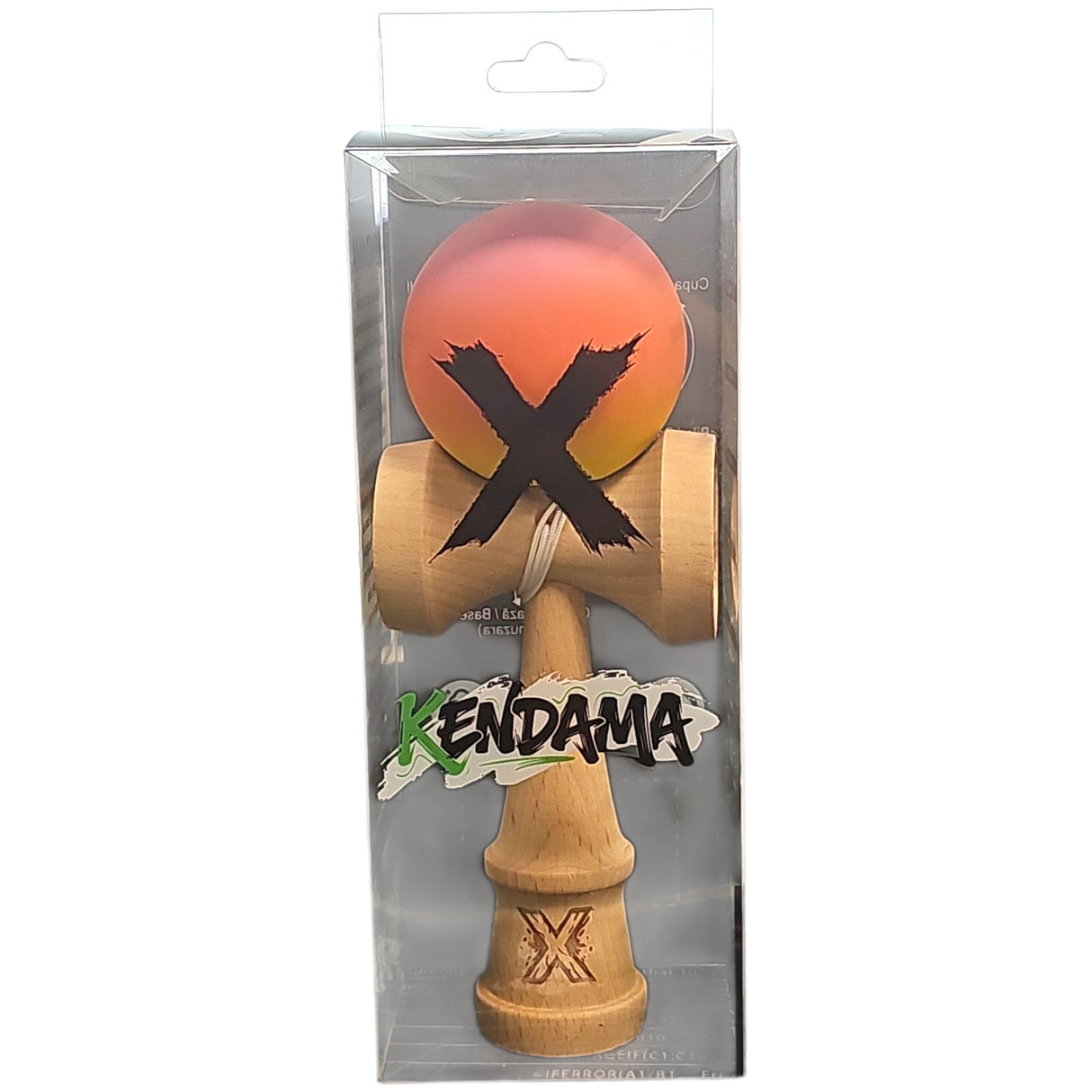 Kendama X Originala, Profesionala, Flippy, Rubber Grip, din Lemn, 18 cm, Roz/Portocaliu/Galben