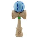 Kendama X Originala, Profesionala, Flippy, Super Sticky cu Cupe Mari KING SIZE V3, Gaura in Baza, Rulment Metalic, din lemn 18 cm, Ata 62/65 cm, Special Albastru deschis - vivimall.ro