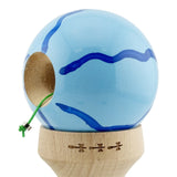 Kendama X Originala, Profesionala, Flippy, Super Sticky cu Cupe Mari KING SIZE V3, Gaura in Baza, Rulment Metalic, din lemn 18 cm, Ata 62/65 cm, Special Albastru deschis - vivimall.ro