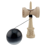 Kendama X Originala, Profesionala, Flippy, Super Sticky cu Cupe Mari KING SIZE V3, Gaura in Baza, Rulment Metalic, din lemn 18 cm, Ata 62/65 cm, Gradient Negru/Alb