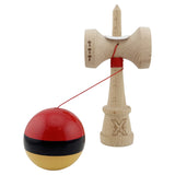 Kendama X Originala, Profesionala, Flippy, Super Sticky cu Cupe Mari KING SIZE V3, Gaura in Baza, Rulment Metalic, din lemn 18 cm, Ata 62/65 cm, Rosu/Negru/Galben- - vivimall.ro