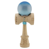 Kendama X Originala, Profesionala, Flippy, Super Sticky cu Cupe Mari KING SIZE V3, Gaura in Baza, Rulment Metalic, din lemn 18 cm, Ata 62/65 cm, Gradient Albastru/Gri/Bleu - vivimall.ro