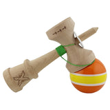 Kendama X Originala, Profesionala, Flippy, Super Sticky cu Cupe Mari KING SIZE V3, Gaura in Baza, Rulment Metalic, din lemn 18 cm, Ata 62/65 cm, Special Portocaliu/Galben - vivimall.ro