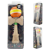 Kendama X Originala, Profesionala, Flippy, Super Sticky cu Cupe Mari KING SIZE V3, Gaura in Baza, Rulment Metalic, din lemn 18 cm, Ata 62/65 cm, Special Portocaliu/Galben - vivimall.ro