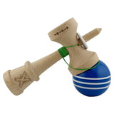Kendama X Originala, Profesionala, Flippy, Super Sticky cu Cupe Mari KING SIZE V3, Gaura in Baza, Rulment Metalic, din lemn 18 cm, Ata 62/65 cm, Special Albastru/Alb - vivimall.ro