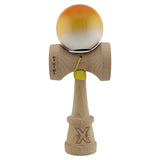 Kendama X Originala, Profesionala, Flippy, Super Sticky cu Cupe Mari KING SIZE V3, Gaura in Baza, Rulment Metalic, din lemn 18 cm, Ata 62/65 cm, Gradient Portocaliu/Galben/Alb - vivimall.ro