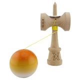 Kendama X Originala, Profesionala, Flippy, Super Sticky cu Cupe Mari KING SIZE V3, Gaura in Baza, Rulment Metalic, din lemn 18 cm, Ata 62/65 cm, Gradient Portocaliu/Galben/Alb - vivimall.ro