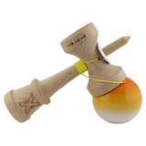 Kendama X Originala, Profesionala, Flippy, Super Sticky cu Cupe Mari KING SIZE V3, Gaura in Baza, Rulment Metalic, din lemn 18 cm, Ata 62/65 cm, Gradient Portocaliu/Galben/Alb - vivimall.ro