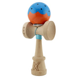 Kendama X Originala, Profesionala, Flippy, Super Sticky cu Cupe Mari KING SIZE V3, Gaura in Baza, Rulment Metalic, din lemn 18 cm, Ata 62/65 cm, Special Albastru/Portocaliu - vivimall.ro