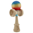 Kendama X Originala, Profesionala, Flippy, Super Sticky cu Cupe Mari KING SIZE V3, Gaura in Baza, Rulment Metalic, din lemn 18 cm, Ata 62/65 cm, Gradient Albastru/Galben/Rosu - vivimall.ro