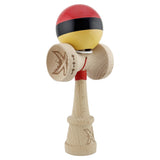 Kendama X Originala, Profesionala, Flippy, Super Sticky cu Cupe Mari KING SIZE V3, Gaura in Baza, Rulment Metalic, din lemn 18 cm, Ata 62/65 cm, Rosu/Negru/Galben- - vivimall.ro