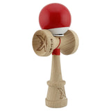 Kendama originală profesională bicolor Roșu/Alb din lemn 18 cm, model King Size V3, vedere frontală