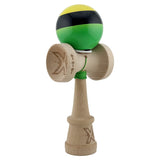 Kendama X Originala, Profesionala, Flippy, Super Sticky cu Cupe Mari KING SIZE V3, Gaura in Baza, Rulment Metalic, din lemn 18 cm, Ata 62/65 cm, Galben/Negru/Verde - vivimall.ro