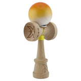 Kendama X Originala, Profesionala, Flippy, Super Sticky cu Cupe Mari KING SIZE V3, Gaura in Baza, Rulment Metalic, din lemn 18 cm, Ata 62/65 cm, Gradient Portocaliu/Galben/Alb - vivimall.ro