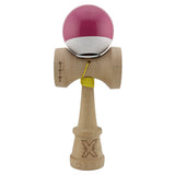 Kendama X Originala, Profesionala, Vivimall, Super Sticky cu Cupe Mari KING SIZE V3, Gaura in Baza, Rulment Metalic, din lemn 18 cm, Ata 62/65 cm, Bicolor Roz inchis/Alb - vivimall.ro
