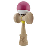 Kendama X Originala, Profesionala, Vivimall, Super Sticky cu Cupe Mari KING SIZE V3, Gaura in Baza, Rulment Metalic, din lemn 18 cm, Ata 62/65 cm, Bicolor Roz inchis/Alb - vivimall.ro