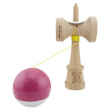 Kendama X Originala, Profesionala, Vivimall, Super Sticky cu Cupe Mari KING SIZE V3, Gaura in Baza, Rulment Metalic, din lemn 18 cm, Ata 62/65 cm, Bicolor Roz inchis/Alb - vivimall.ro