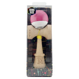 Kendama X Originala, Profesionala, Vivimall, Super Sticky cu Cupe Mari KING SIZE V3, Gaura in Baza, Rulment Metalic, din lemn 18 cm, Ata 62/65 cm, Bicolor Roz inchis/Alb - vivimall.ro