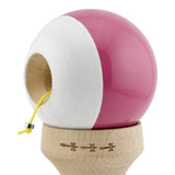 Kendama X Originala, Profesionala, Vivimall, Super Sticky cu Cupe Mari KING SIZE V3, Gaura in Baza, Rulment Metalic, din lemn 18 cm, Ata 62/65 cm, Bicolor Roz inchis/Alb - vivimall.ro