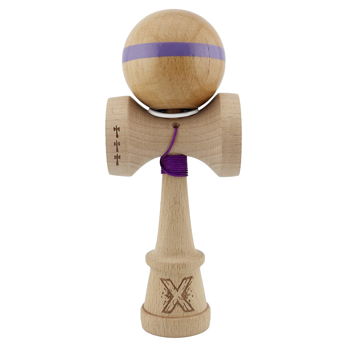 Kendama X Originala, Profesionala, Vivimall, Super Sticky, Cupe Mari KING SIZE V3, Gaura in Baza, Rulment Metalic, din lemn 18 cm, Ata 55 cm, Original Mov - vivimall.ro