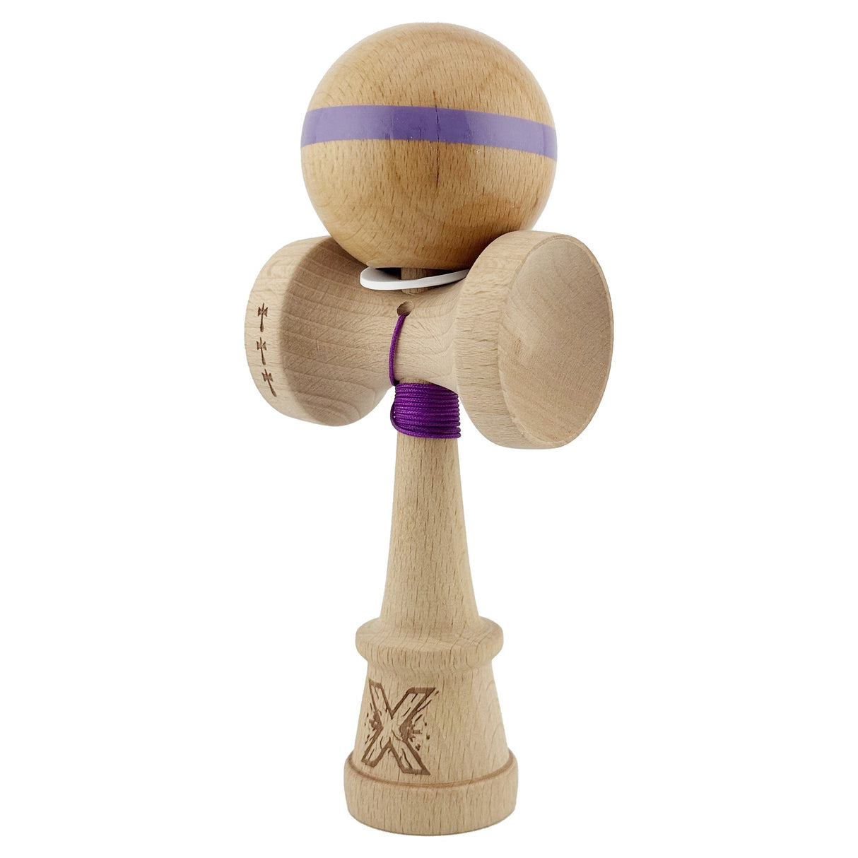Kendama X Originala, Profesionala, Vivimall, Super Sticky, Cupe Mari KING SIZE V3, Gaura in Baza, Rulment Metalic, din lemn 18 cm, Ata 55 cm, Original Mov - vivimall.ro